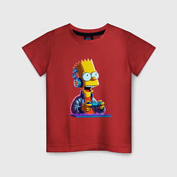 Футболка хлопковая детская Bart is an avid gamer, цвет: красный