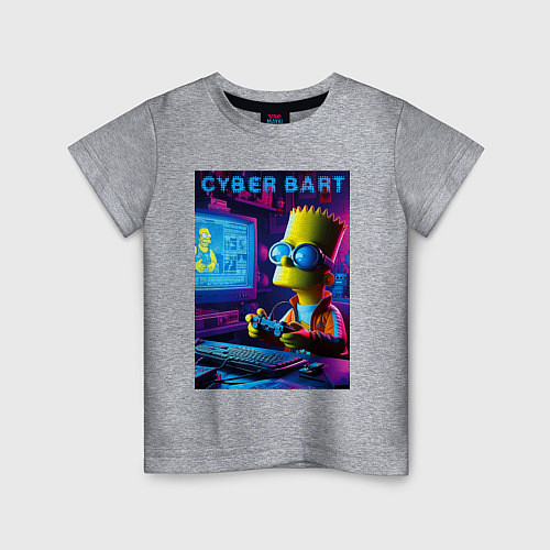 Детская футболка Cyber Bart is an avid gamer / Меланж – фото 1