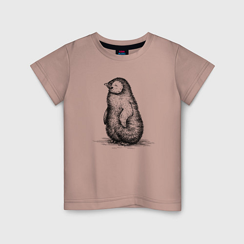 Детская футболка Пингвиненок пушистый / Пыльно-розовый – фото 1