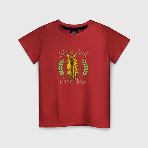 Детская футболка Люблю лошадь / Красный – фото 1
