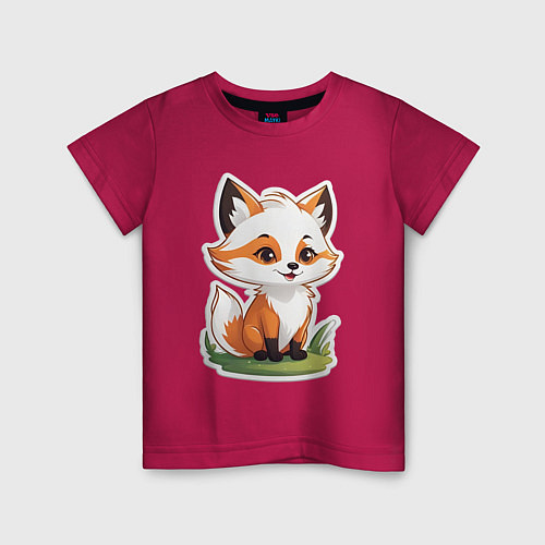 Детская футболка Рыжая милая лисичка / Маджента – фото 1