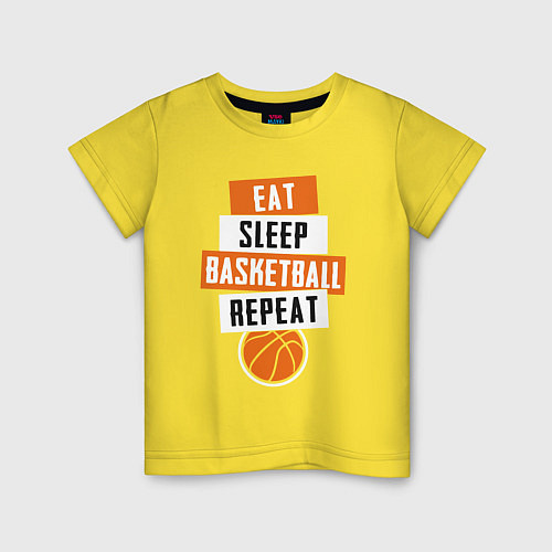 Детская футболка Eat sleep basketball / Желтый – фото 1