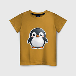 Футболка хлопковая детская Пингвин цыпленок, цвет: горчичный
