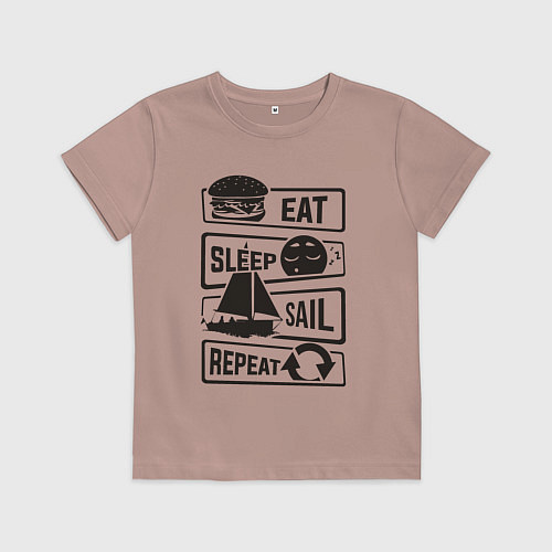 Детская футболка Есть спать яхтинг / Пыльно-розовый – фото 1