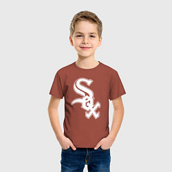 Футболка хлопковая детская Chicago white sox - baseball, цвет: кирпичный — фото 2