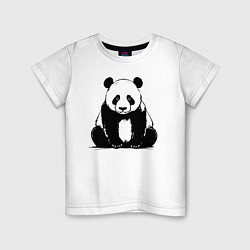 Футболка хлопковая детская Грустная панда сидит, цвет: белый