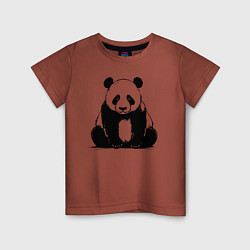 Футболка хлопковая детская Грустная панда сидит, цвет: кирпичный