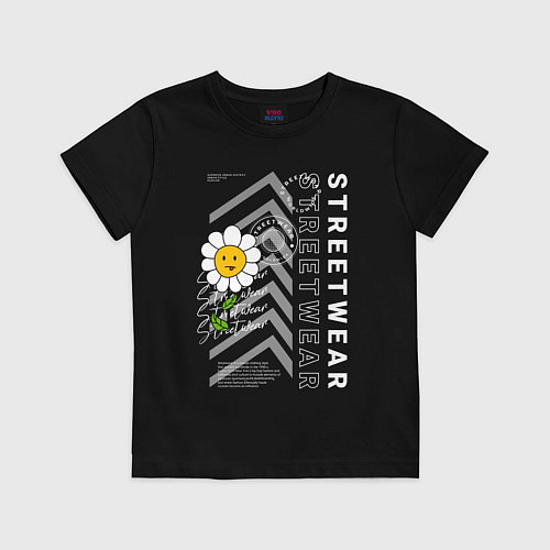 Детская футболка Ромашка streetwear / Черный – фото 1