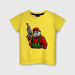 Футболка хлопковая детская Панда с оружием и в бронежилете, цвет: желтый