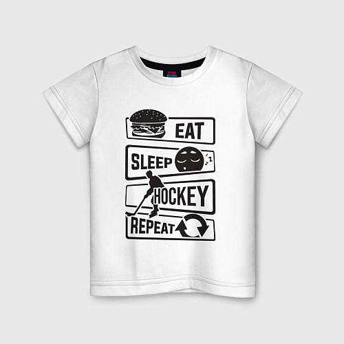 Детская футболка Eat sleep hockey / Белый – фото 1