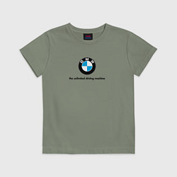 Футболка хлопковая детская BMW the unlimited driving machine, цвет: авокадо