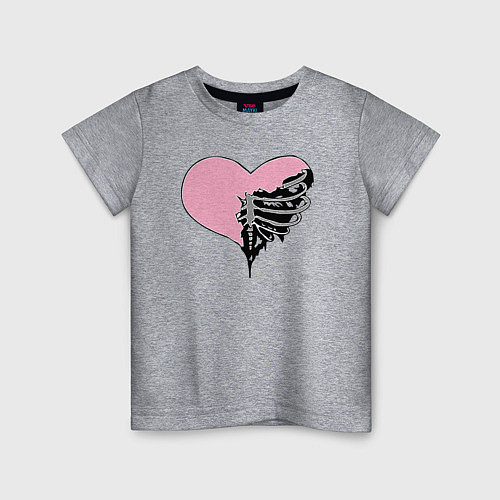 Детская футболка Сердце скелет / Меланж – фото 1