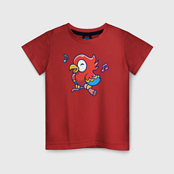 Футболка хлопковая детская Музыкальный попугайчик, цвет: красный