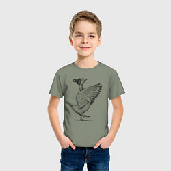 Футболка хлопковая детская Гусь в зимней шапке, цвет: авокадо — фото 2