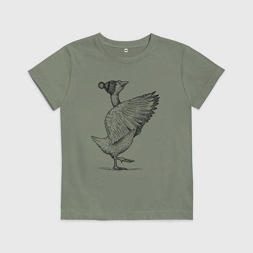 Детская футболка Гусь в зимней шапке / Авокадо – фото 1