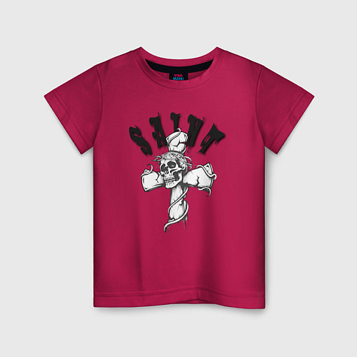 Детская футболка Череп на кресте / Маджента – фото 1
