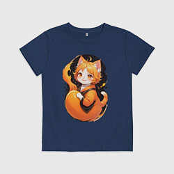 Футболка хлопковая детская Милая кисуля, цвет: тёмно-синий