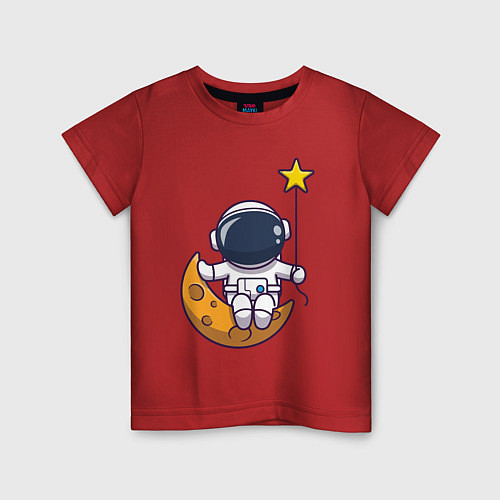 Детская футболка Звёздный космонавт / Красный – фото 1