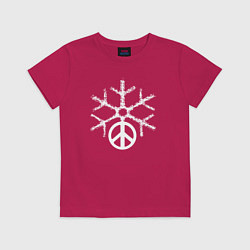 Футболка хлопковая детская Peace snow, цвет: маджента