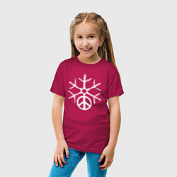 Футболка хлопковая детская Peace snow, цвет: маджента — фото 2