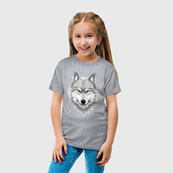 Футболка хлопковая детская Волк с оберегом, цвет: меланж — фото 2