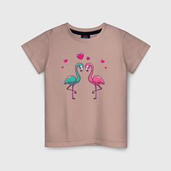 Футболка хлопковая детская Flamingo love, цвет: пыльно-розовый