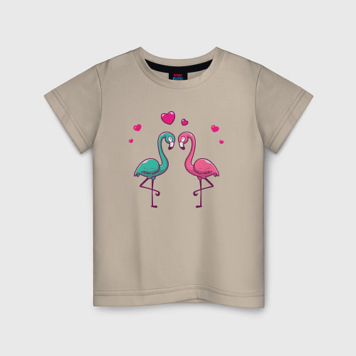 Детская футболка Flamingo love / Миндальный – фото 1