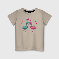 Футболка хлопковая детская Flamingo love, цвет: миндальный