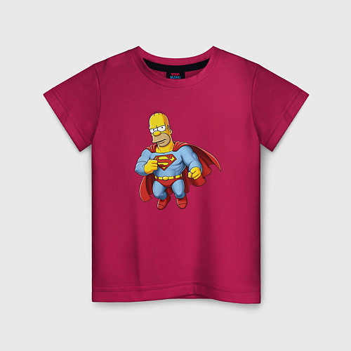Детская футболка Гомер супермен / Маджента – фото 1