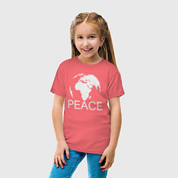 Футболка хлопковая детская World peace, цвет: коралловый — фото 2
