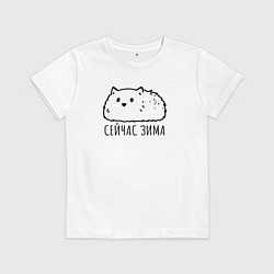 Детская футболка Сейчас зима пушичстый кот