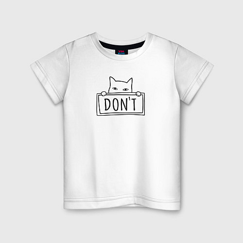 Детская футболка Котик dont black / Белый – фото 1