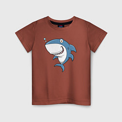 Футболка хлопковая детская Cute shark, цвет: кирпичный