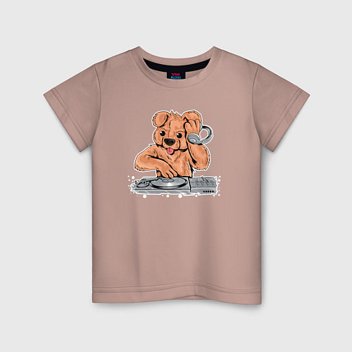 Детская футболка Пёсик диджей / Пыльно-розовый – фото 1
