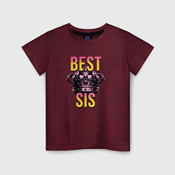 Футболка хлопковая детская Best sis, цвет: меланж-бордовый