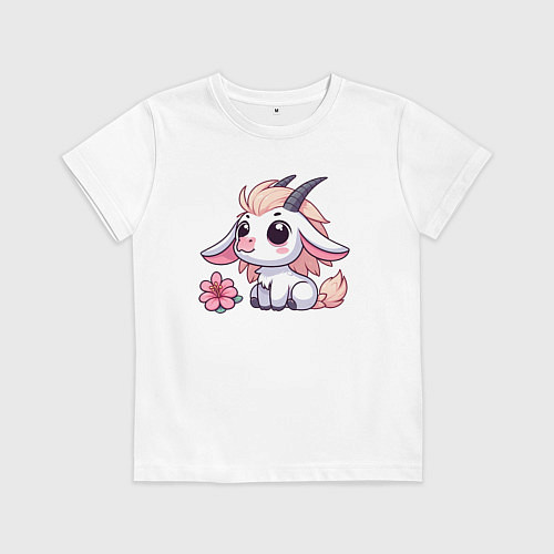 Детская футболка Козерог с цветком / Белый – фото 1