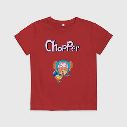 Футболка хлопковая детская Чоппер доктор из аниме ван пис, цвет: красный
