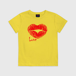Футболка хлопковая детская Lips love, цвет: желтый