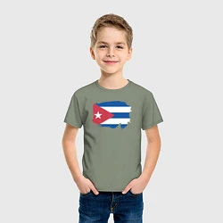 Футболка хлопковая детская Флаг Кубы, цвет: авокадо — фото 2