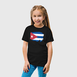Футболка хлопковая детская Флаг Кубы, цвет: черный — фото 2