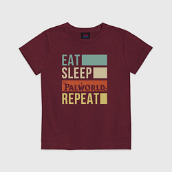 Футболка хлопковая детская Eat sleep Palworld rpeat, цвет: меланж-бордовый