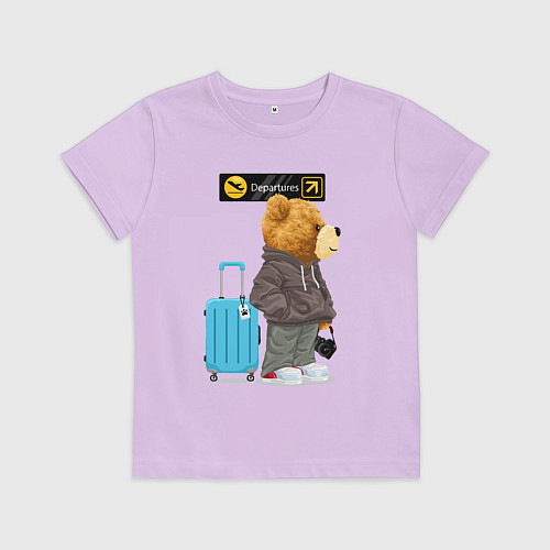 Детская футболка Плюшевый медведь путешественник / Лаванда – фото 1