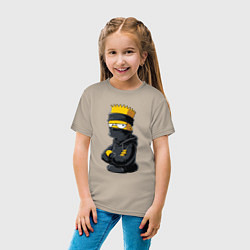 Футболка хлопковая детская Барт Симпсон в бандане, цвет: миндальный — фото 2