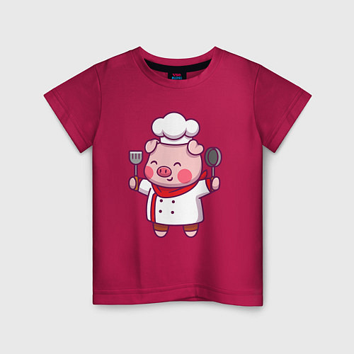Детская футболка Поросёнок повар / Маджента – фото 1