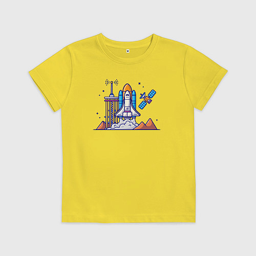 Детская футболка Запуск в космос / Желтый – фото 1