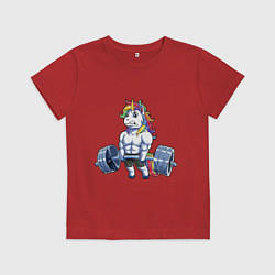 Футболка хлопковая детская Тяж единорог, цвет: красный
