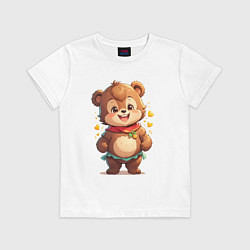 Футболка хлопковая детская Мой мишка-малыш, цвет: белый