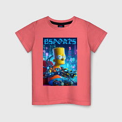 Футболка хлопковая детская Cyber Bart Simpson - esport, цвет: коралловый