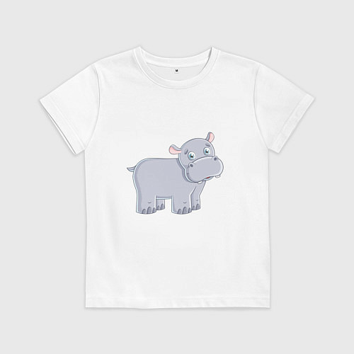 Детская футболка Милый мультяшный бегемот / Белый – фото 1