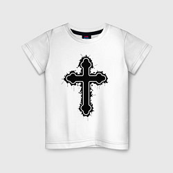 Футболка хлопковая детская Крест православный христианский, цвет: белый